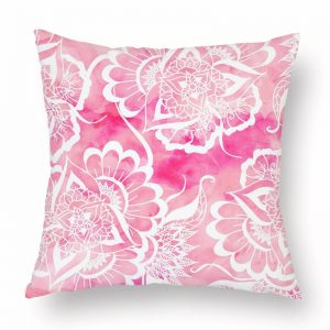 Pink Floral Design Cushion Cover