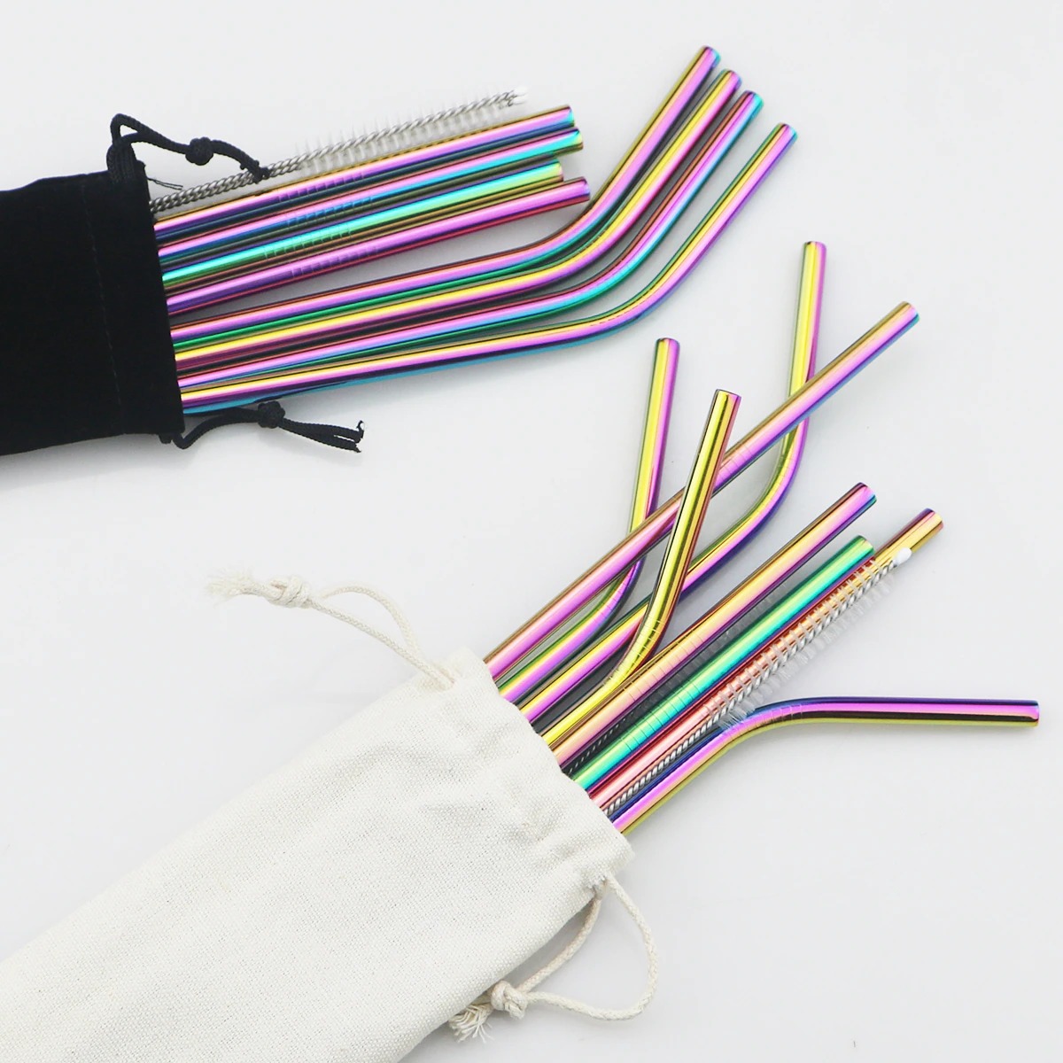 Pearlescent Stainless Steel Straws/Linen Case - Image 2